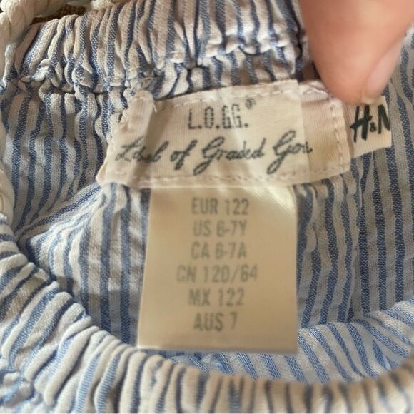 H&M/ L.O.G.G. Little Girl Striped Sleeveless Dress with Anchor Detail Size 6-7 - Picture 6 of 8